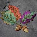 Acorn & Leaves Patch - Embroidered Autumn Fall Thanksgiving Badge (Iron On)