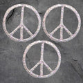 Peace Sign Patch Set - Metallic Silver, 3 Pack, World Peace, Applique (Iron On)