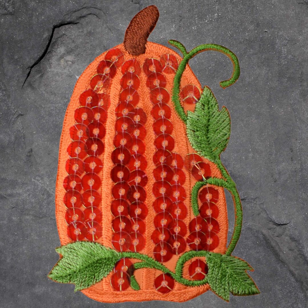 Pumpkin Applique Patch Set - Sequin, Halloween, Fall, Thanksgiving (Iron On)