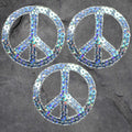 Peace Sign Patch Set - Silver, Sequin, 3 Pack, World Peace, Applique (Iron On)