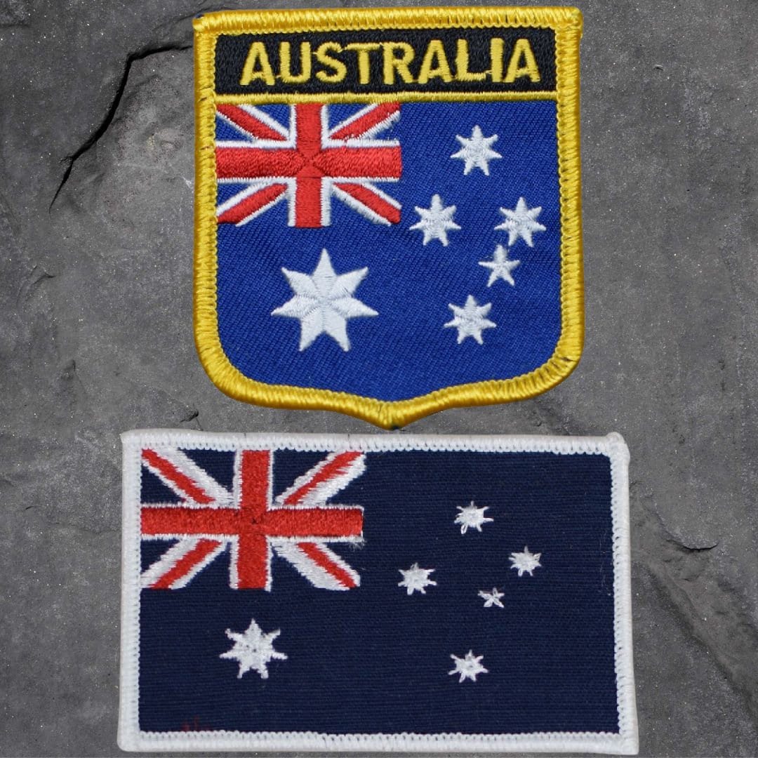 Australia Patch Set - Australian Flag Badge, Tasmania, Perth, Sydney (Iron On)