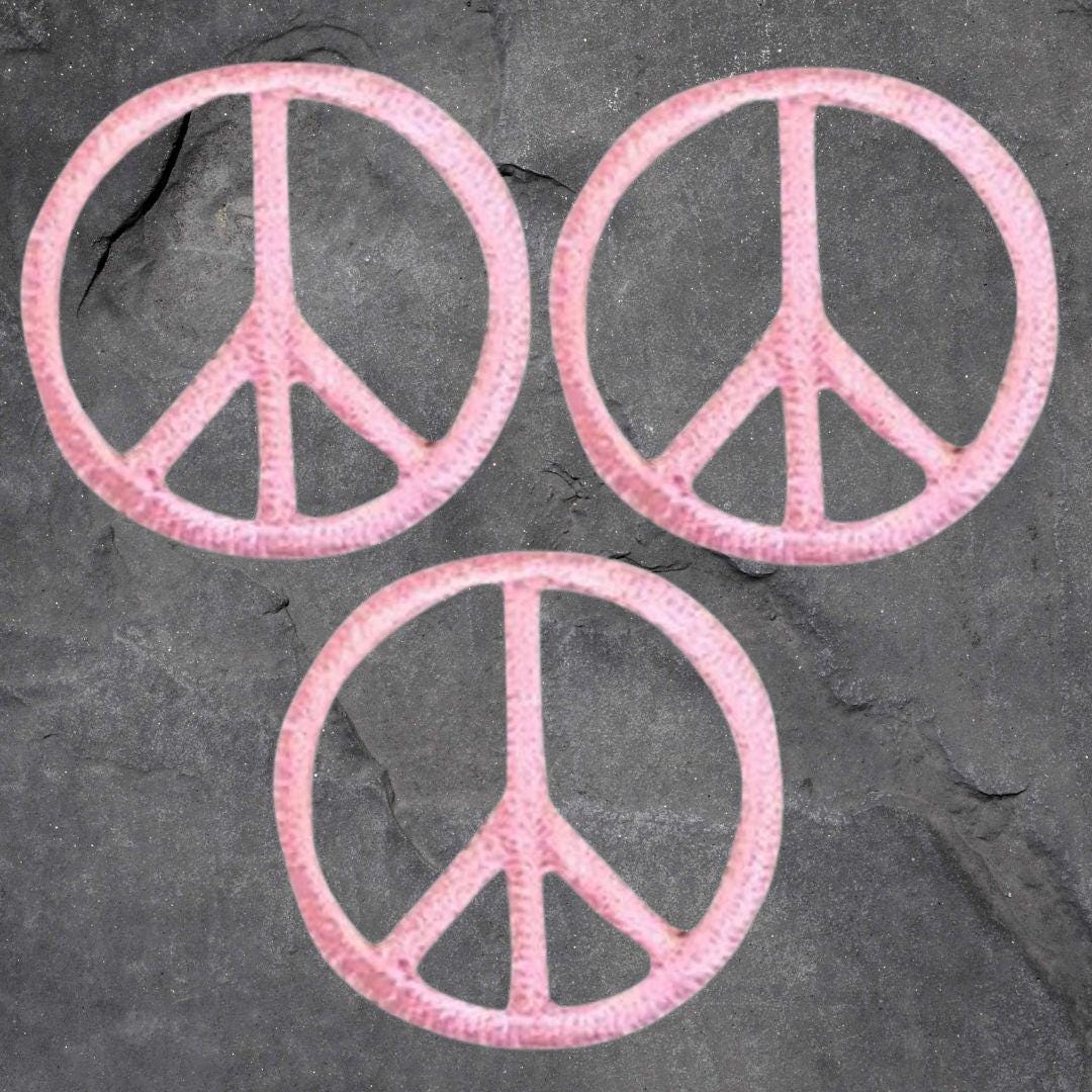Peace Sign Patch Set - Pink, 3 Pack, World Peace, Applique (Iron On)