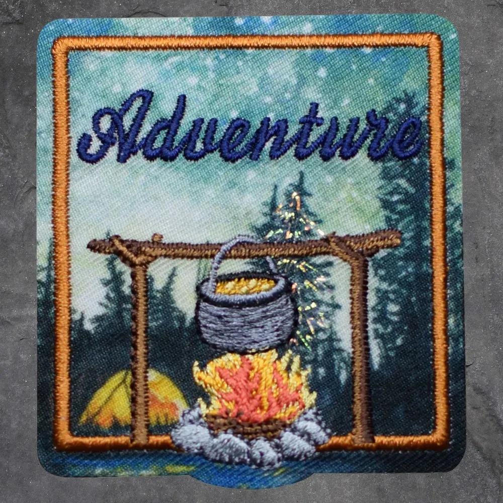 Adventure Patch - Embroidered Camping, Hiking, Nature Badge (Iron On)