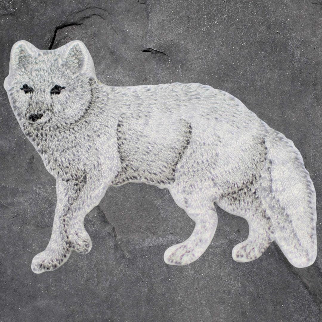 Arctic Fox Patch - Embroidered Applique Snow Fox, Animal Badge (Iron On)
