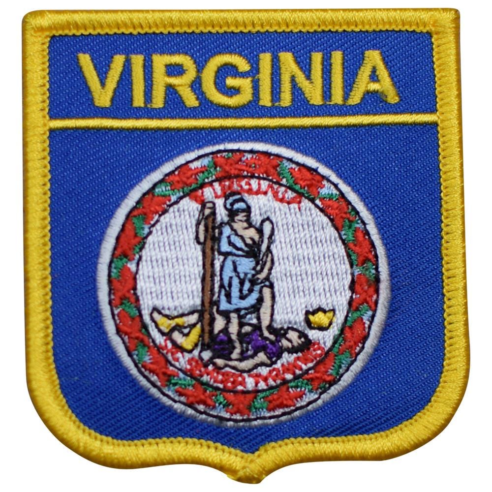 Virginia Patch - Embroidered Flag, Shield, Badge (Iron On)