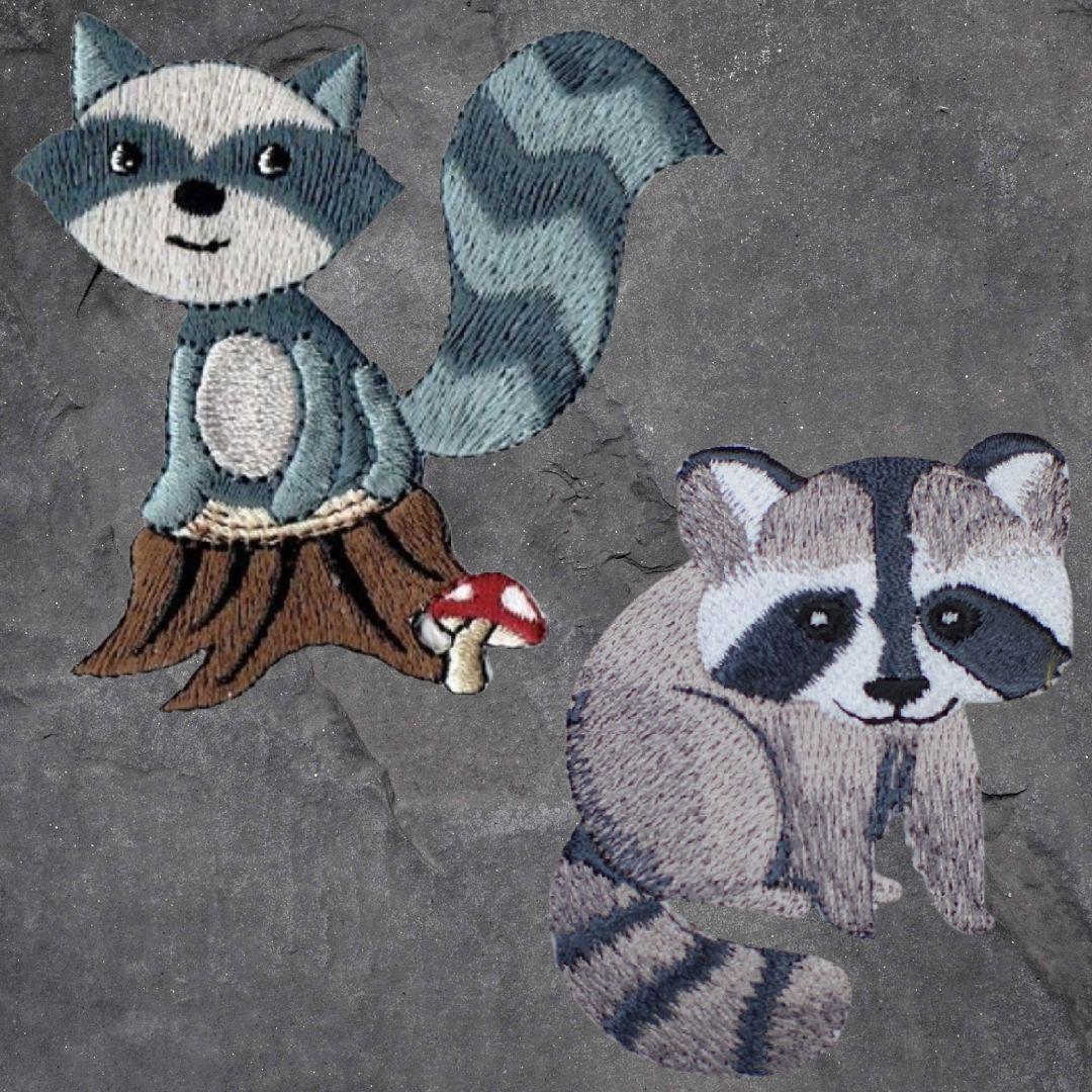 Raccoon Patch Set - Animal, Nocturnal Mammal, Applique (Iron On)