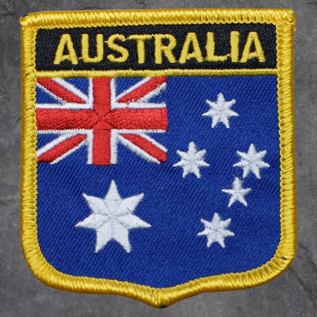 Australia Patch Set - Australian Flag Badge, Tasmania, Perth, Sydney (Iron On)