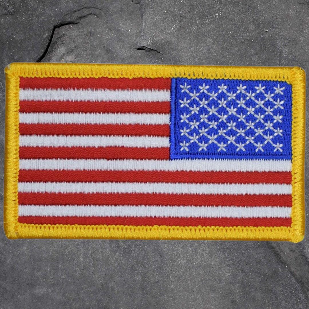 Reverse American Flag Patch - Embroidered United States USA Badge (Iron On)