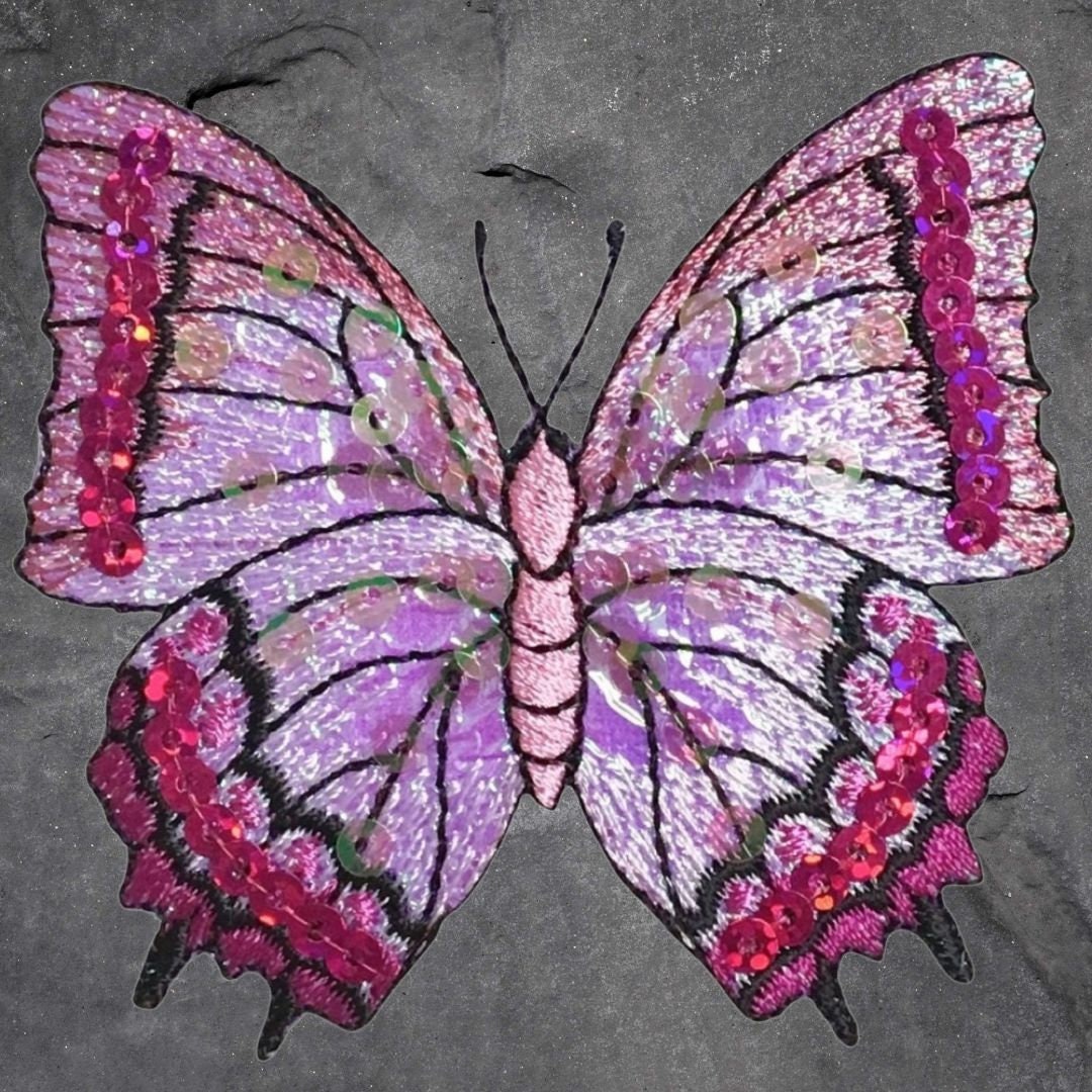 Sequin Butterfly Patch Set - Insect, Yellow, White, Blue, Purple, Applique (Iron On)