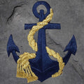Anchor & Rope Patch - Embroidered Navy Blue/Gold Nautical Sailing Badge (Iron On)