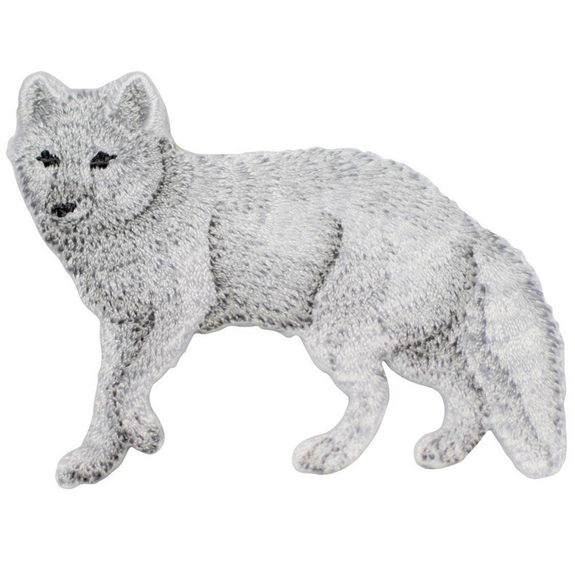 Arctic Fox Patch - Embroidered Applique Snow Fox, Animal Badge (Iron On)
