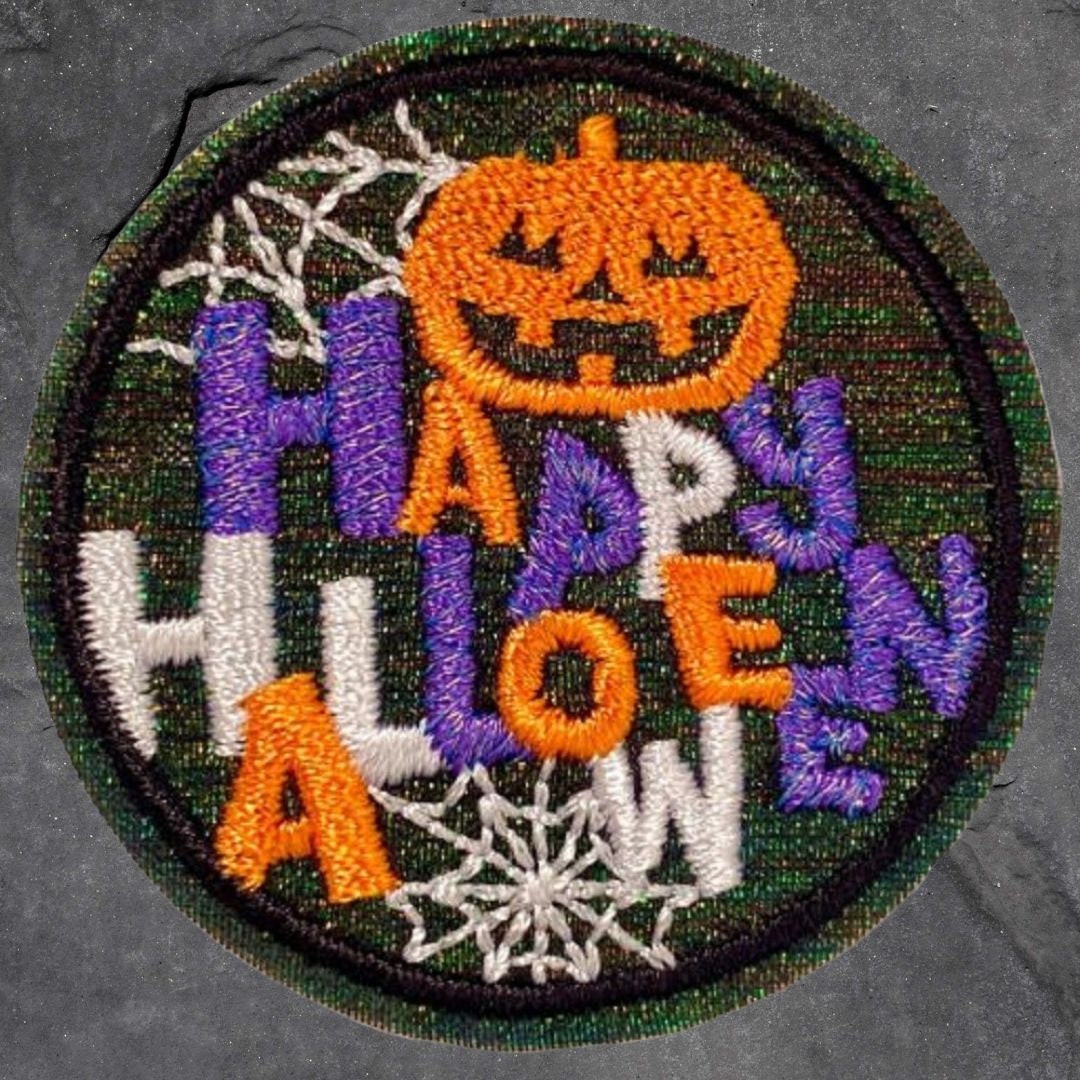 Halloween Patch Set - Trick or Treat, Jack O Lantern, Cauldron, Spider (Iron On)