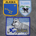 Alaska Patch Set - Husky, AK Badge, Sled Dog, Wolf, Anchorage, Iditarod(Iron On)