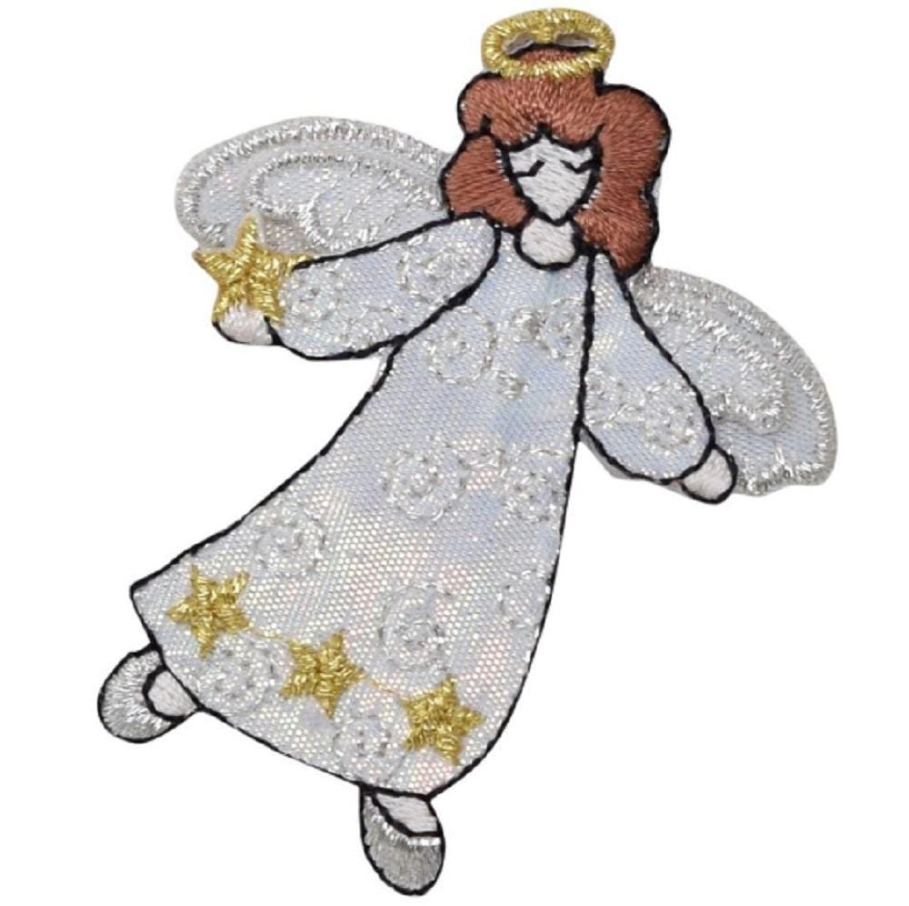 Angel Patch - Embroidered Religion, Halo, Gold Stars, Wings (Iron On)
