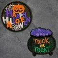 Halloween Patch Set - Trick or Treat, Jack O Lantern, Cauldron, Spider (Iron On)