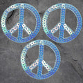 Peace Sign Patch Set - Light Blue, Sequin, 3 Pack, World Peace, Applique (Iron On)