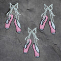 Ballet Dance Slippers Patch Set - 3 Pack, Shoes, Jewel, Applique (Iron On)