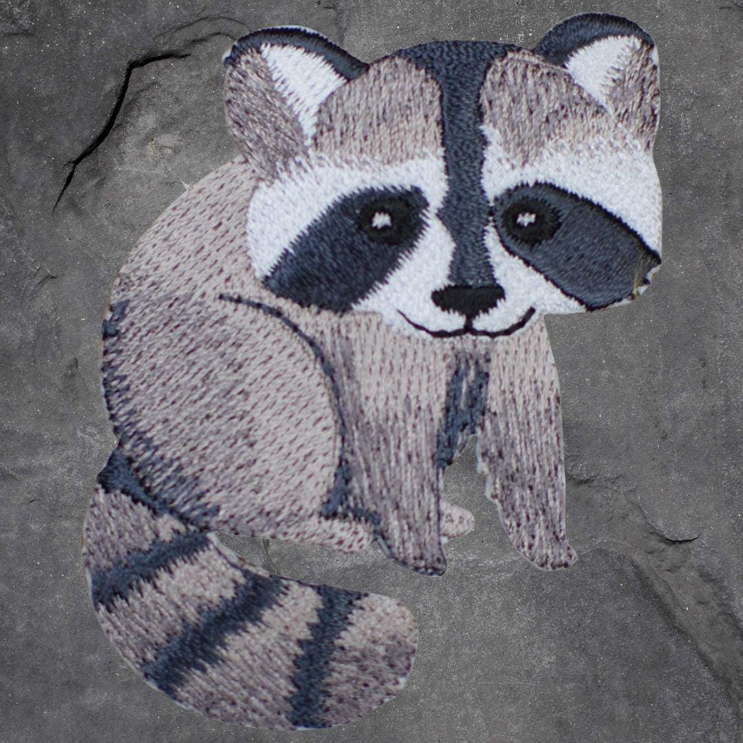 Raccoon Patch Set - Animal, Nocturnal Mammal, Applique (Iron On)